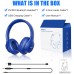 Bluetooth Headphones Over Ear,KVIDIO 55 Hours Playtime Wireless Headphones with Microphone,Foldable Lightweight Headset with Deep Bass,HiFi Stereo Sound for Travel Work Laptop PC Cellphone (Blue)