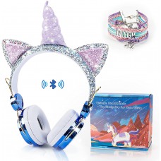 Kids Headphones, Unicorn Bluetooth/Wired Headphones with Microphone Adjustable Headband,85dB Volume Limited HD Sound Headphones for School, Birthday, Xmas, Unicorn Gift (Diamond Blue) Kids Headphones, Unicorn Bluetooth/Wired Headphones with Microphone Adjustable Headband,85dB Volume Limited HD Sound Headphones for School, Birthday, Xmas, Unicorn Gift (Diamond Blue)